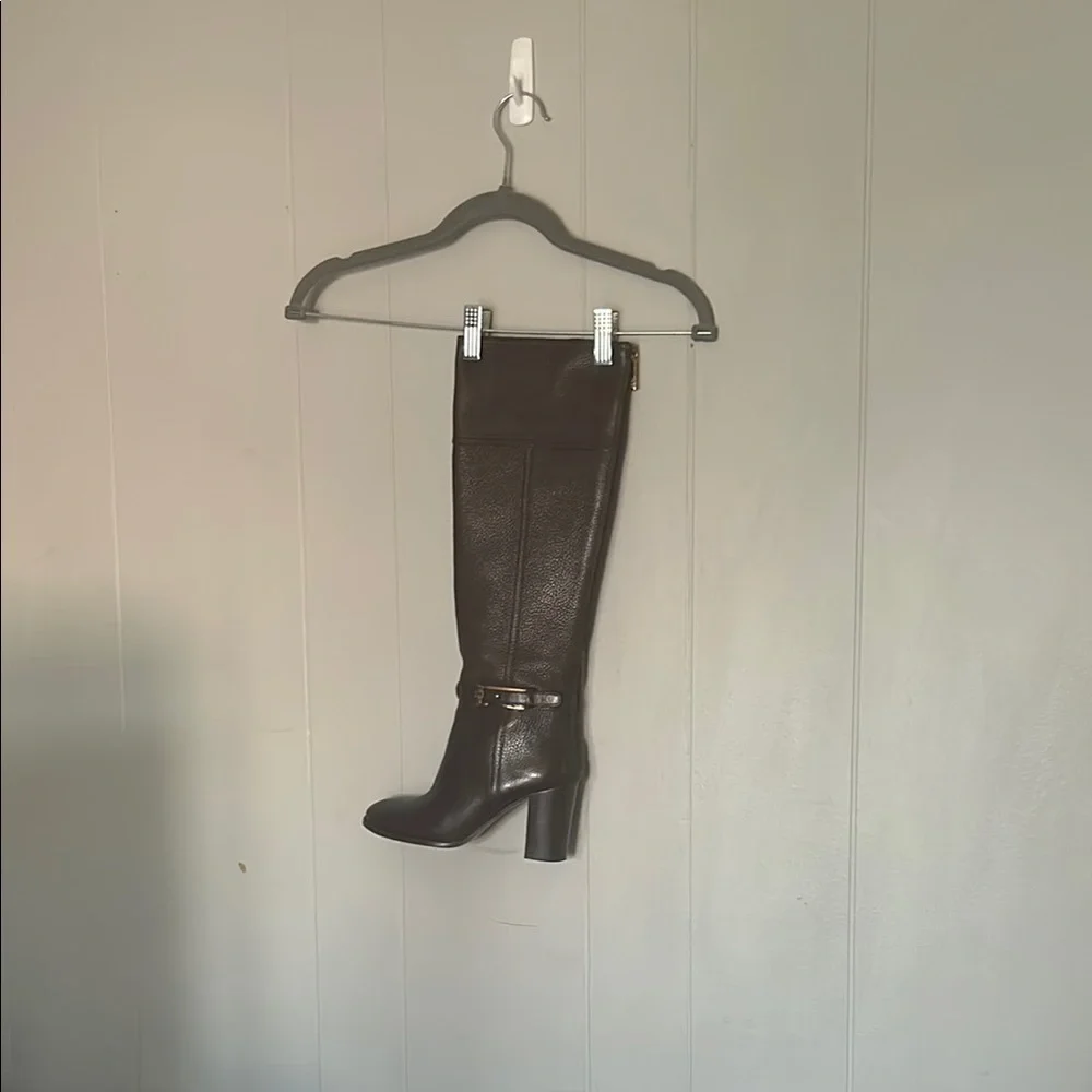 Tory Burch Brown Leather Tall Riding Boots • Block Heel • Size 5.5M